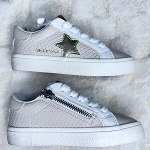 Vintage Havana GOLD STAR WHITE LACED TAUPE CROCO LOW TOP New size 10 Toddler